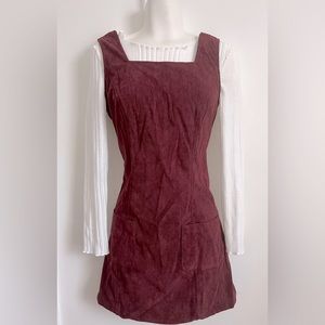 NWOT shein vintage burgundy dress corduroy